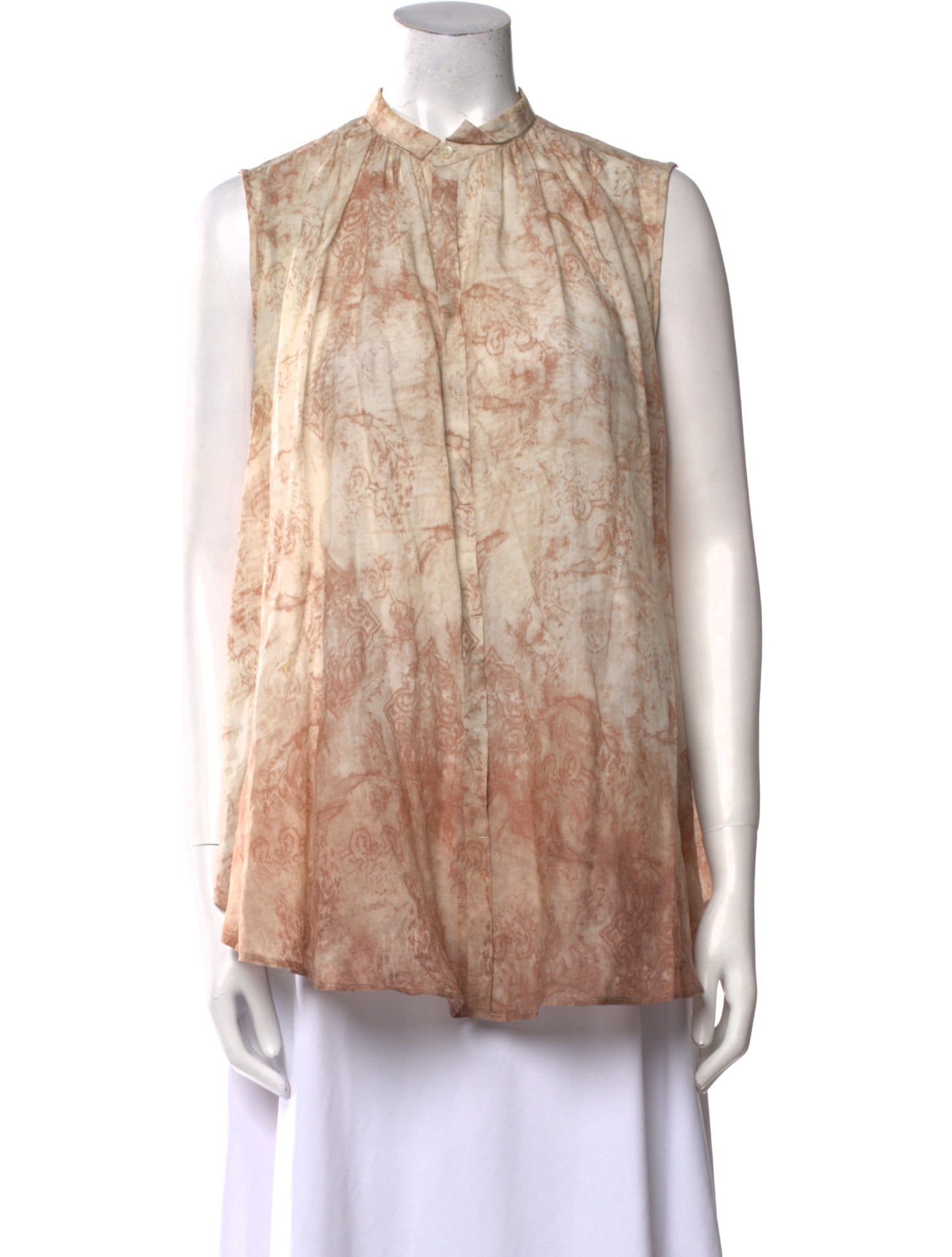 Pas De Calais Floral Print Mock Neck Blouse