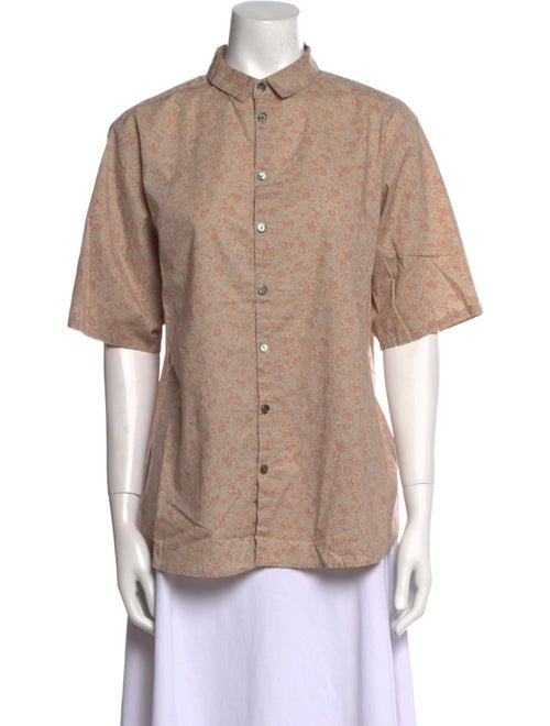 Pas De Calais Printed Short Sleeve Button-Up Top