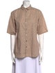 Pas De Calais Printed Short Sleeve Button-Up Top