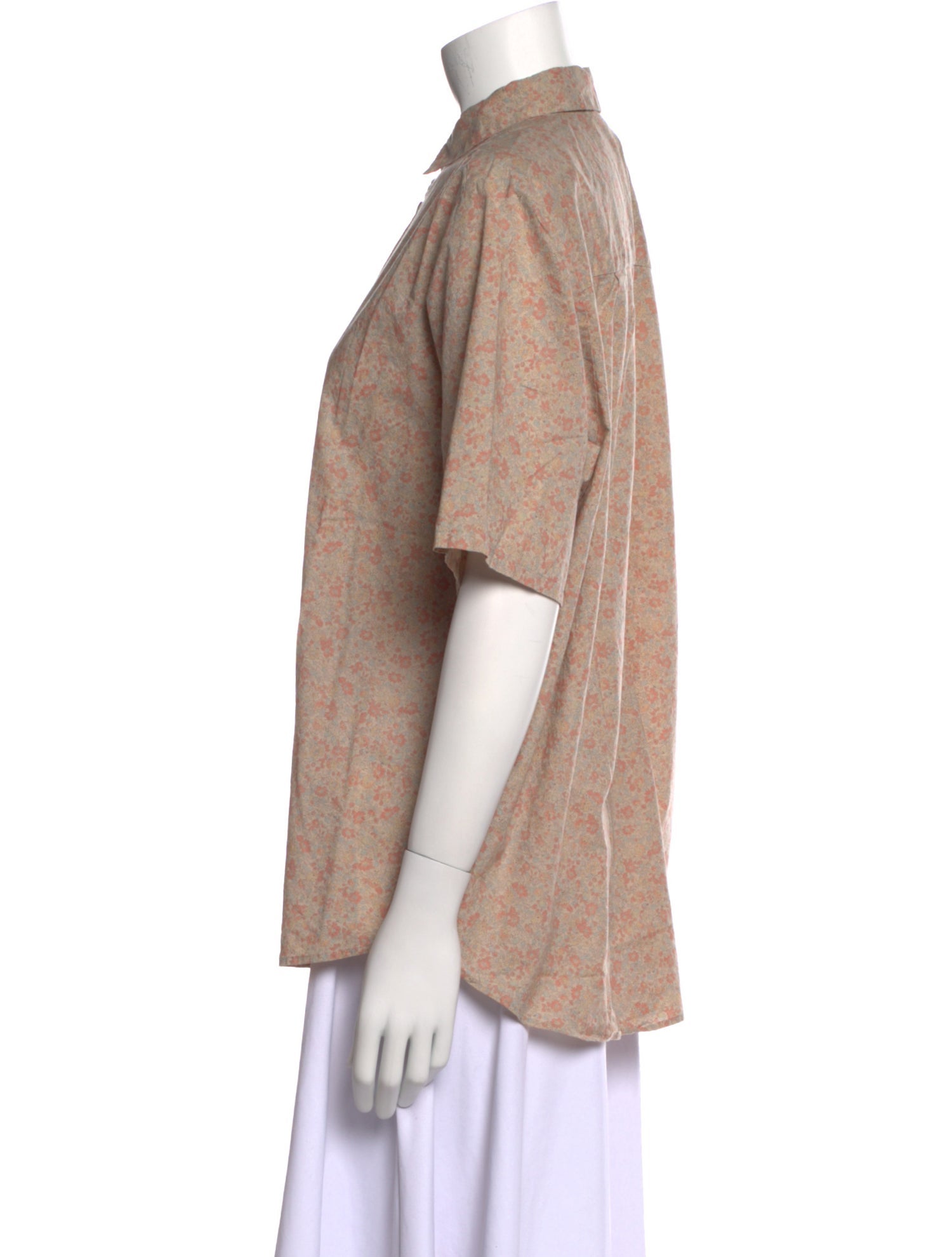 Pas De Calais Printed Short Sleeve Button-Up Top