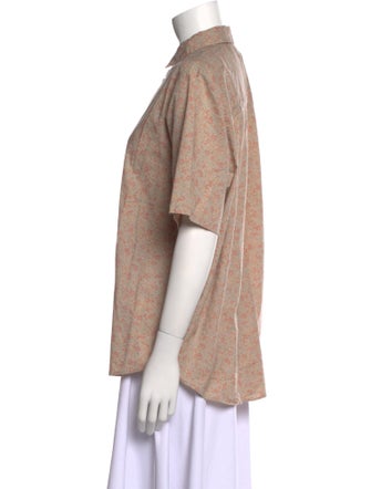 Pas De Calais Printed Short Sleeve Button-Up Top