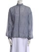 Pas De Calais Mock Neck Long Sleeve Button-Up Top