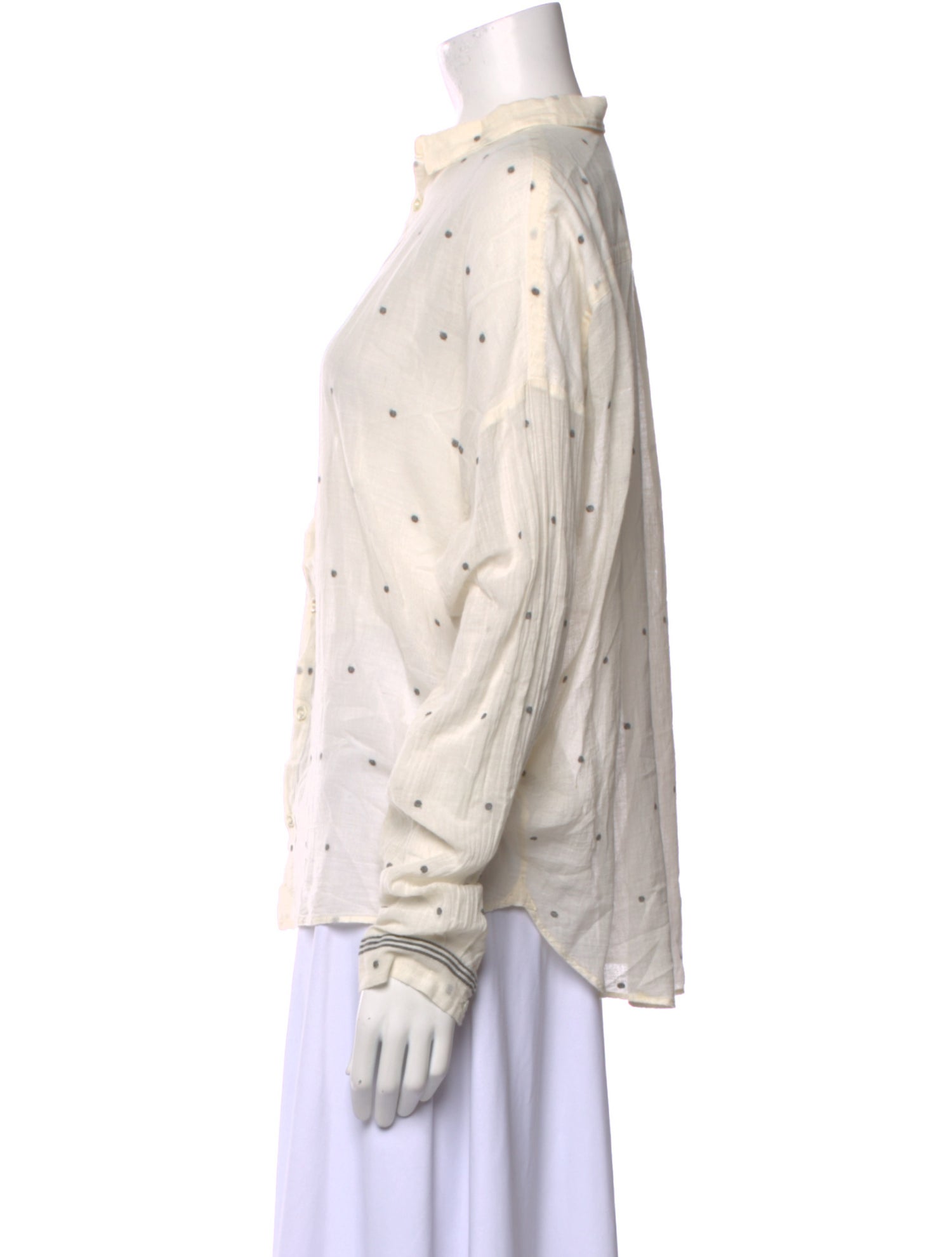 Pas De Calais Printed Long Sleeve Button-Up Top