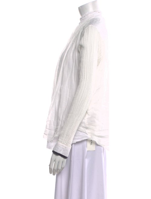 Pas De Calais Mock Neck Long Sleeve Button-Up Top