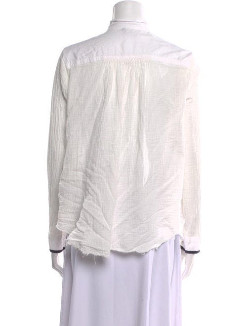 Pas De Calais Mock Neck Long Sleeve Button-Up Top