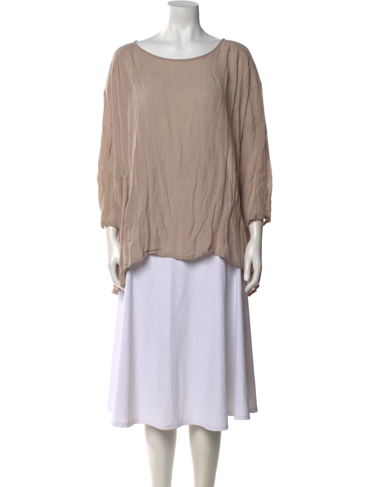 Pas De Calais Bateau Neckline Three-Quarter Sleeve Blouse