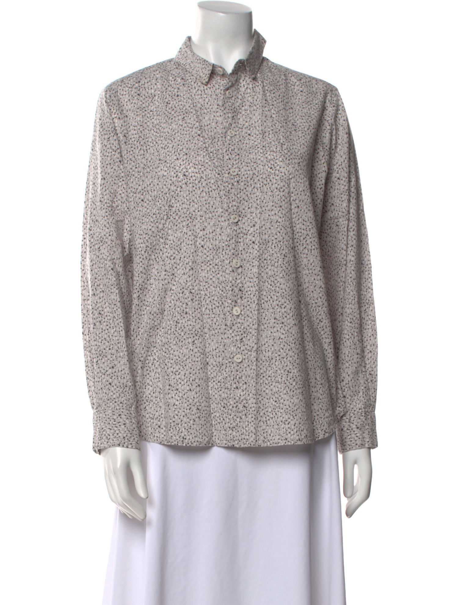 Pas De Calais Printed Long Sleeve Button-Up Top