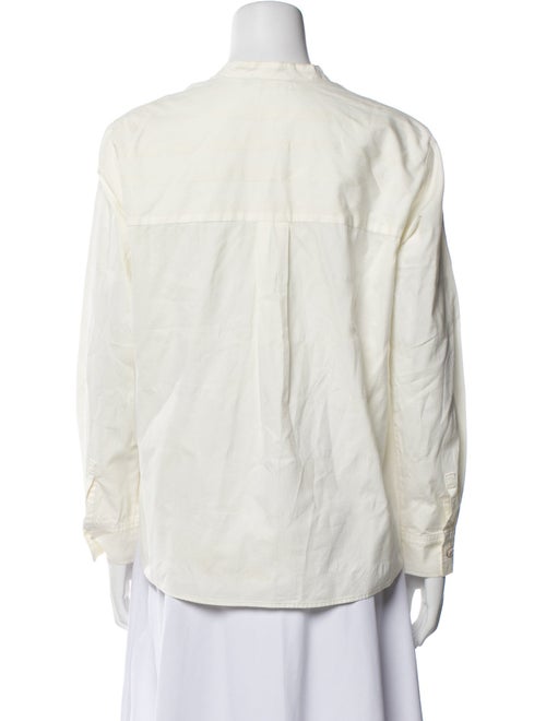 Pas De Calais Mock Neck Long Sleeve Button-Up Top