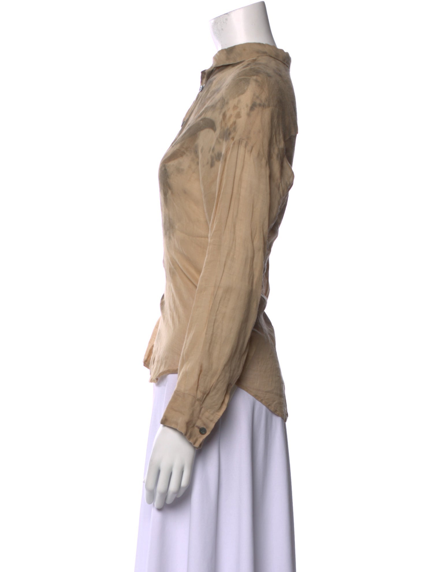 Pas De Calais Printed Long Sleeve Button-Up Top