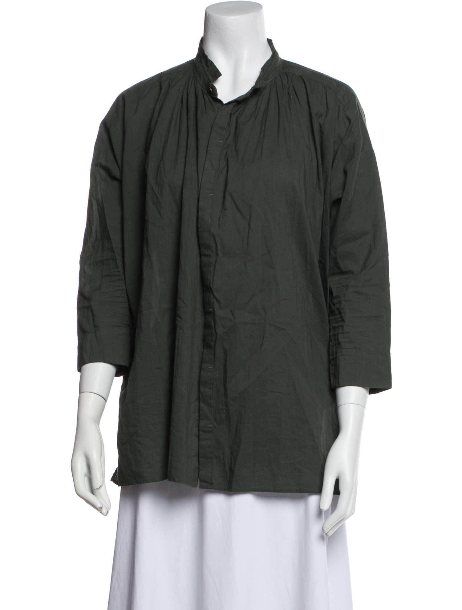 Pas De Calais Three-Quarter Sleeve Button-Up Top