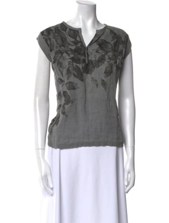 Pas De Calais Printed V-Neck Top