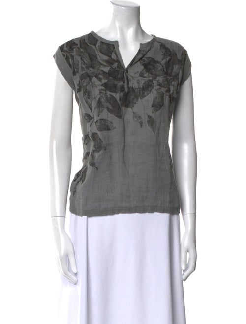 Pas De Calais Printed V-Neck Top