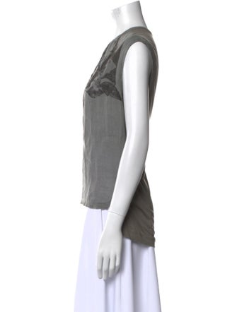 Pas De Calais Printed V-Neck Top