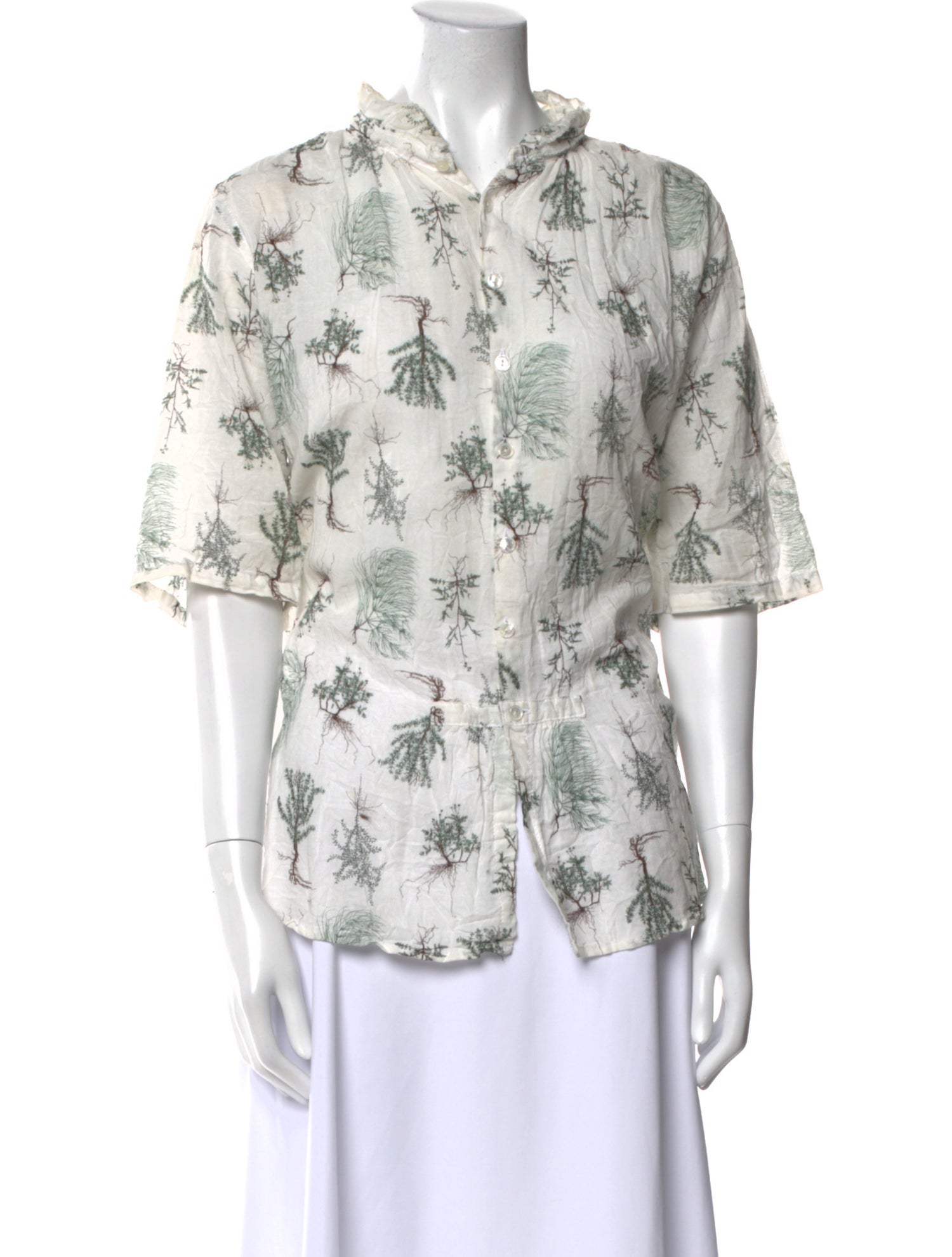 Pas De Calais Printed Mock Neck Blouse
