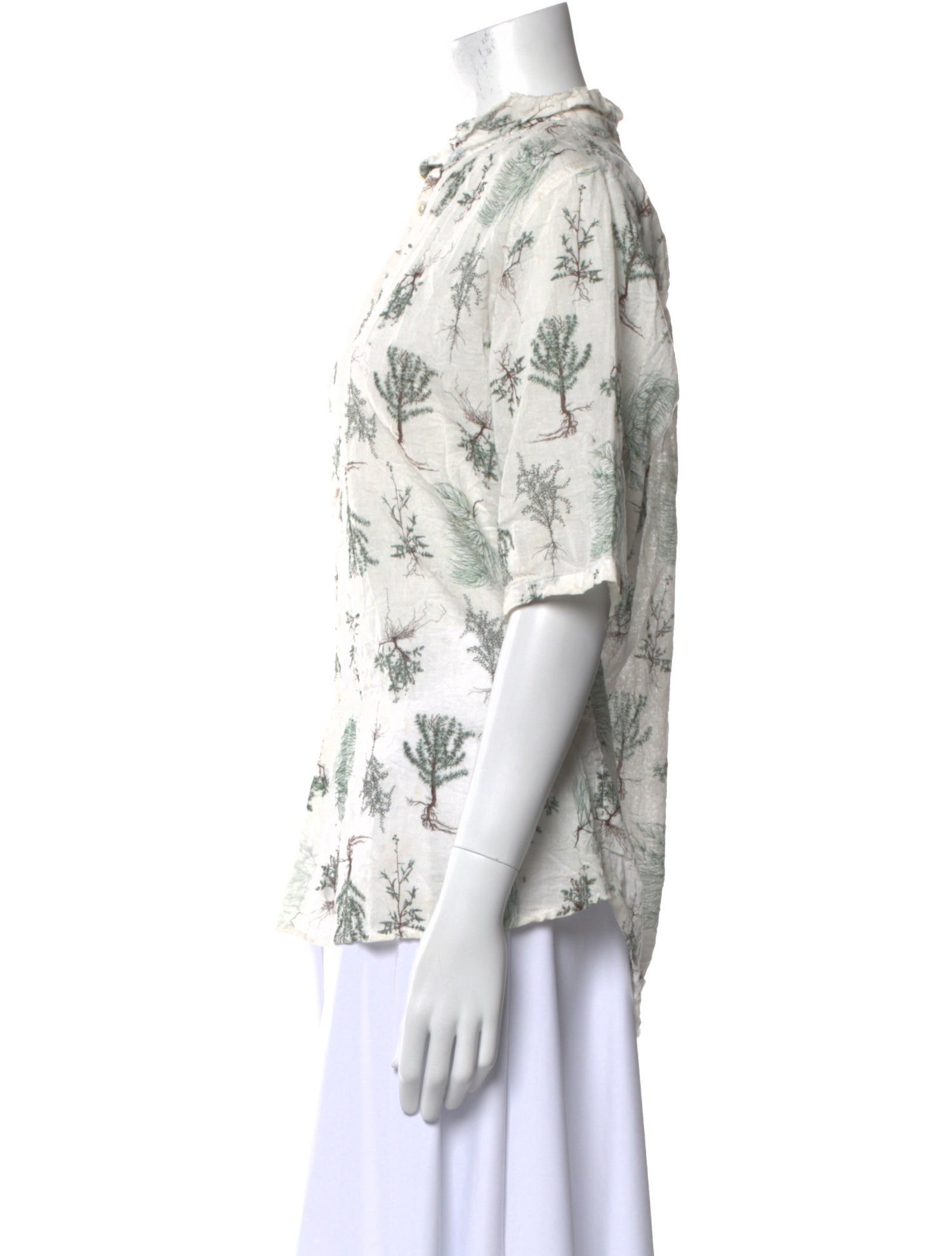 Pas De Calais Printed Mock Neck Blouse