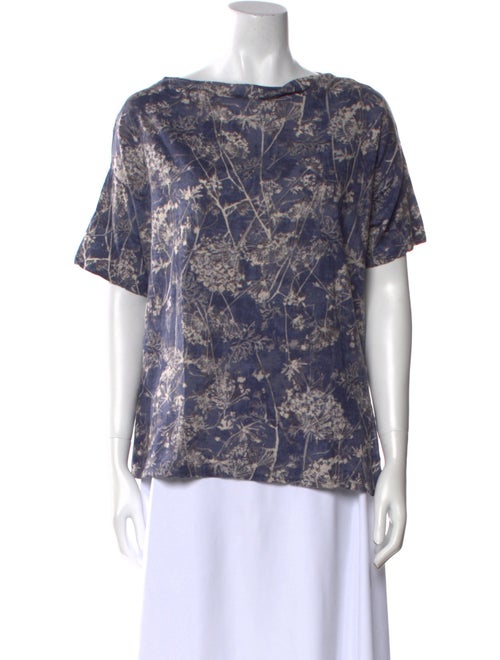 Pas De Calais Printed Bateau Neckline T-Shirt