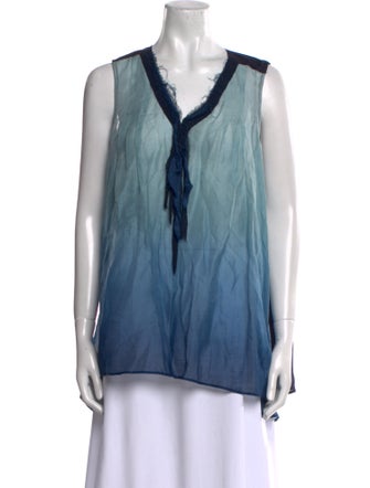 Pas De Calais Linen V-Neck Blouse