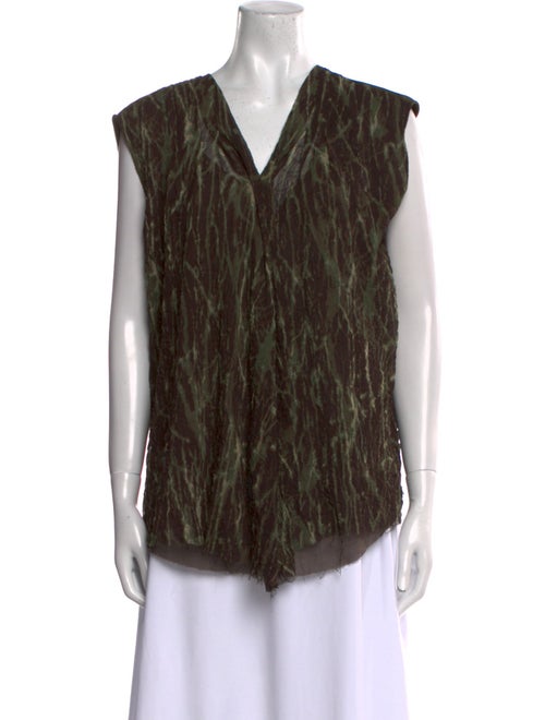 Pas De Calais Animal Print V-Neck Blouse