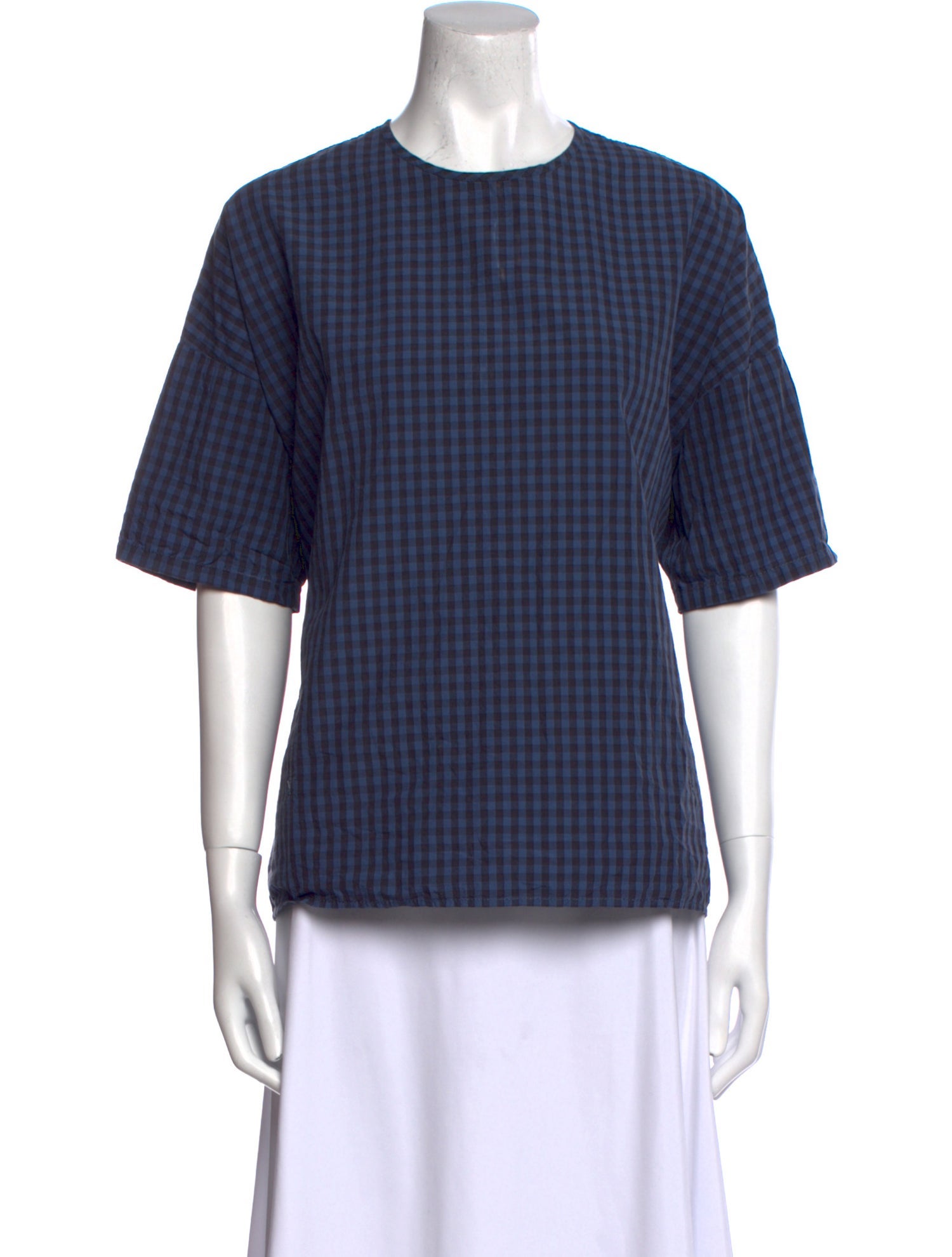 Pas De Calais Plaid Print Crew Neck Top