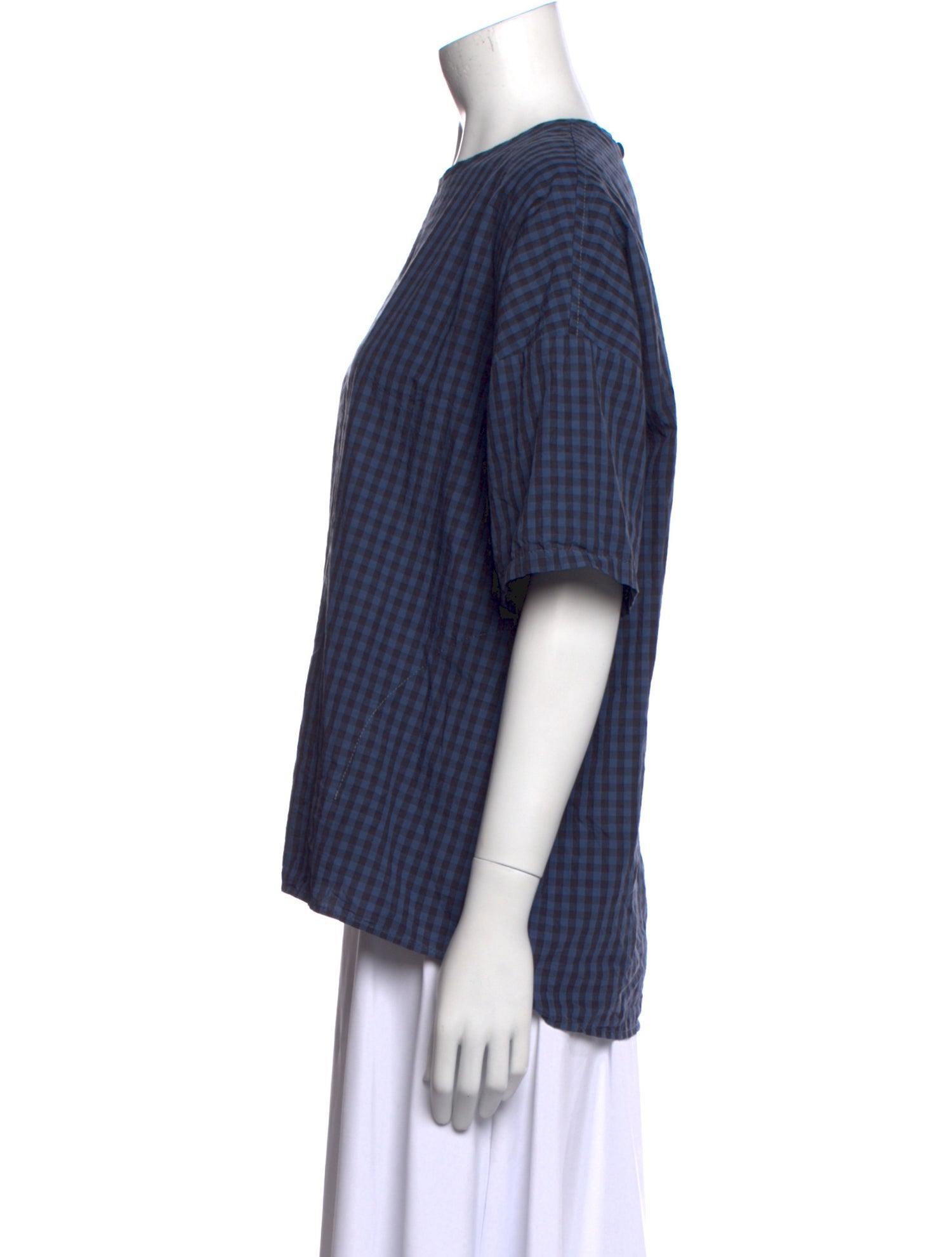 Pas De Calais Plaid Print Crew Neck Top