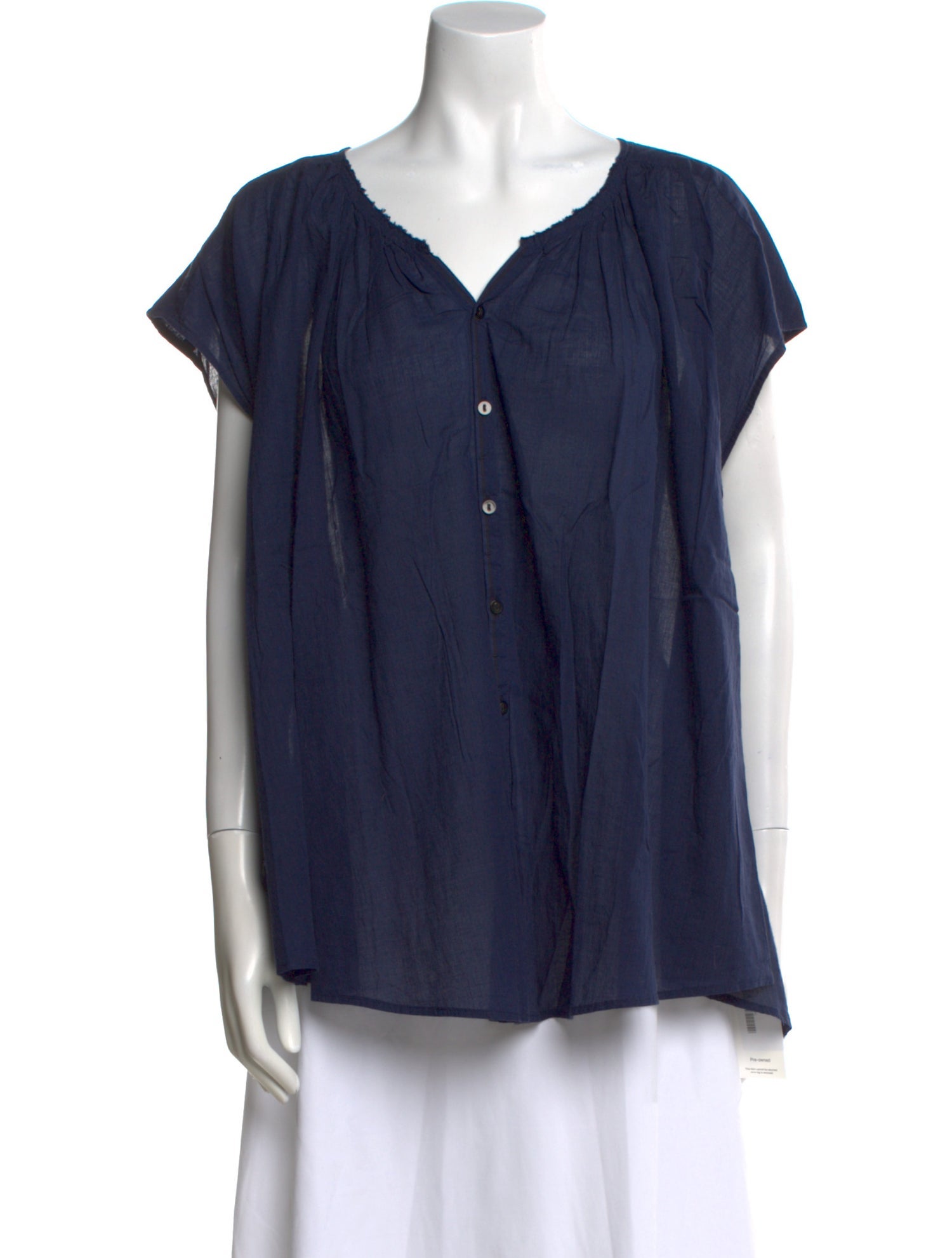 Pas De Calais V-Neck Short Sleeve Blouse