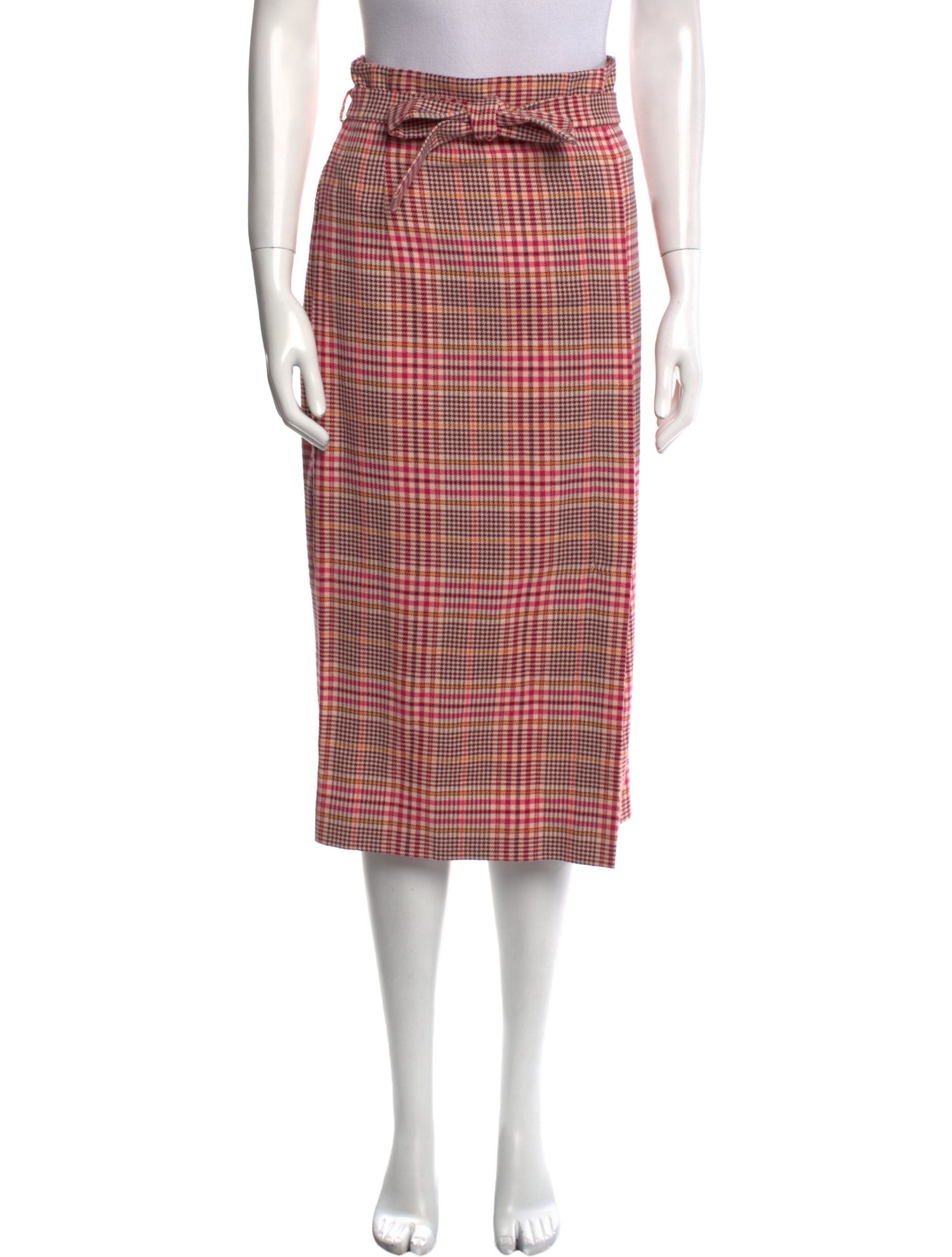 Stella Jean Plaid Print Midi Length Skirt