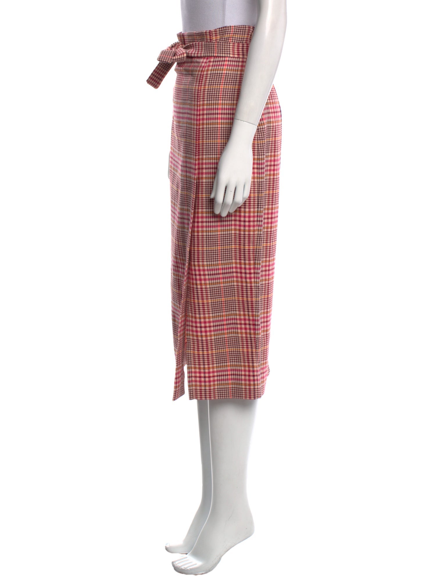 Stella Jean Plaid Print Midi Length Skirt