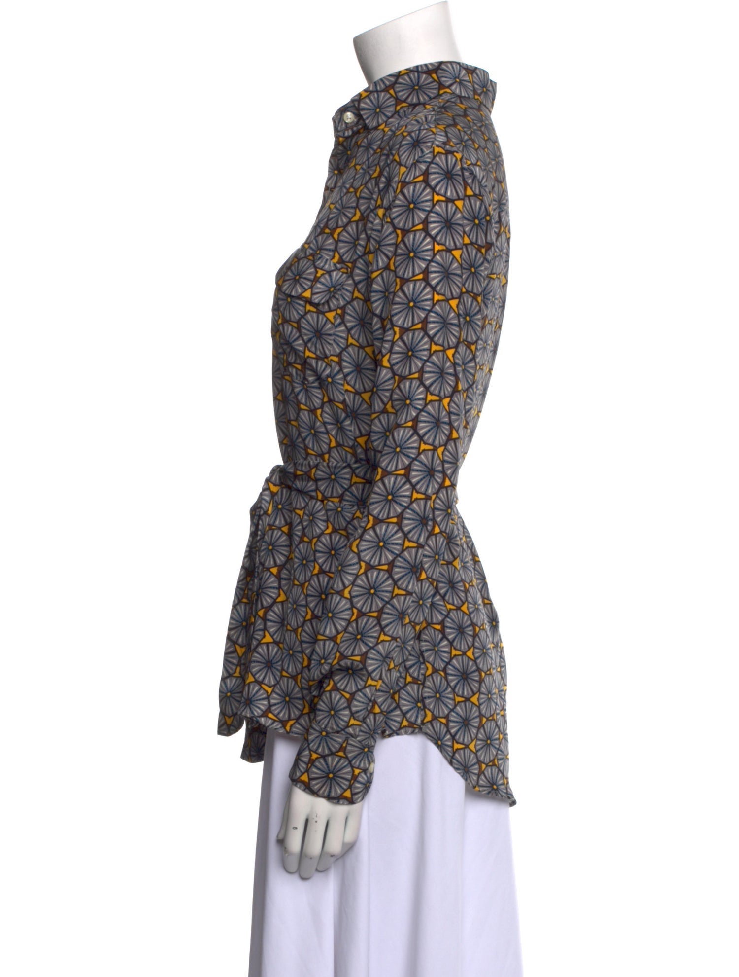 Stella Jean Silk Floral Print Button-Up Top