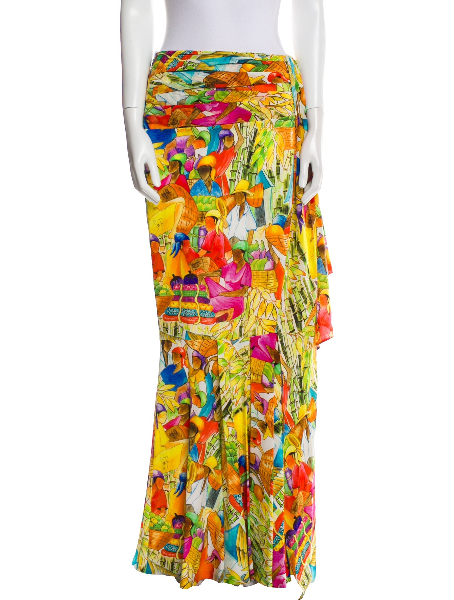 Stella Jean Silk Long Skirt