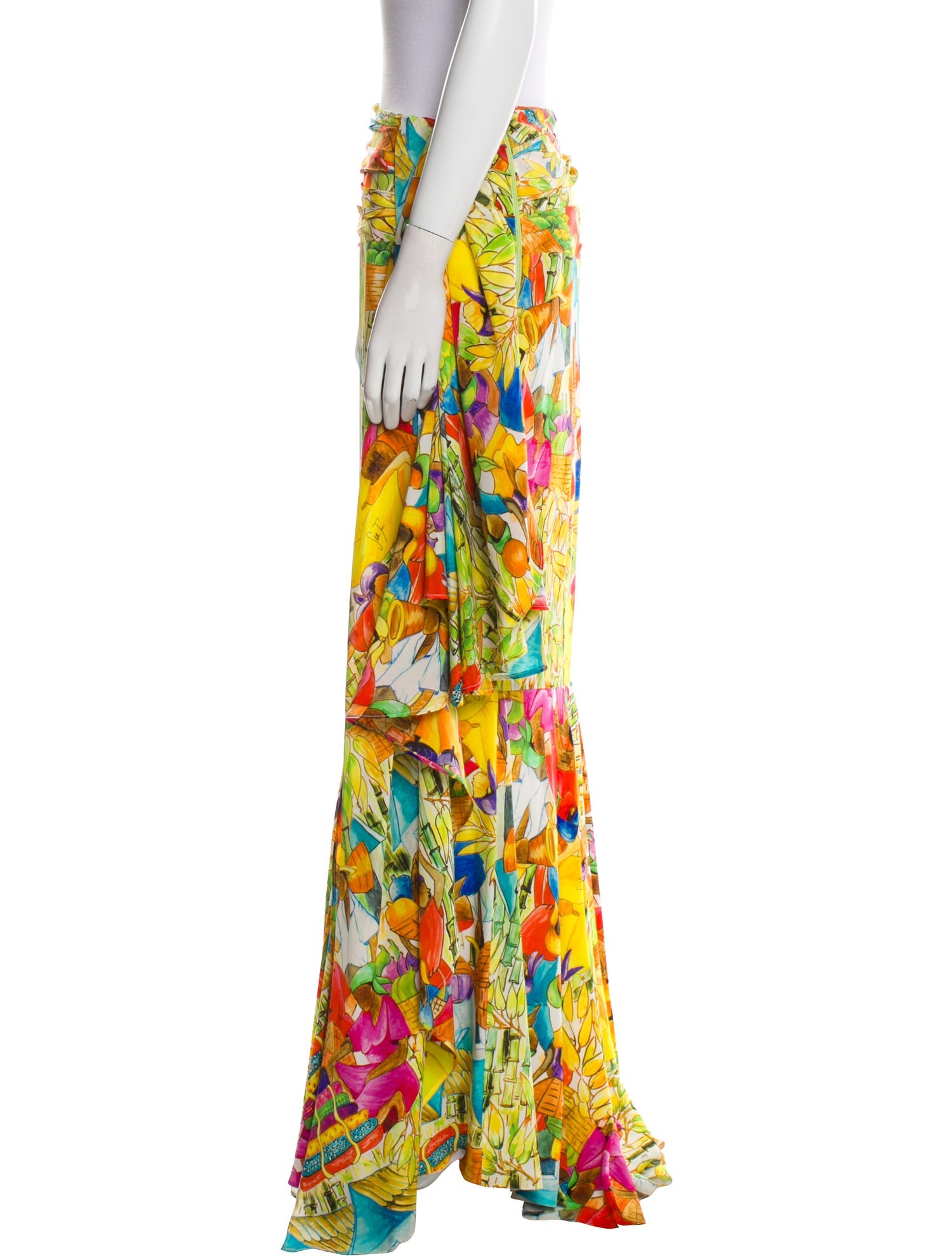 Stella Jean Silk Long Skirt