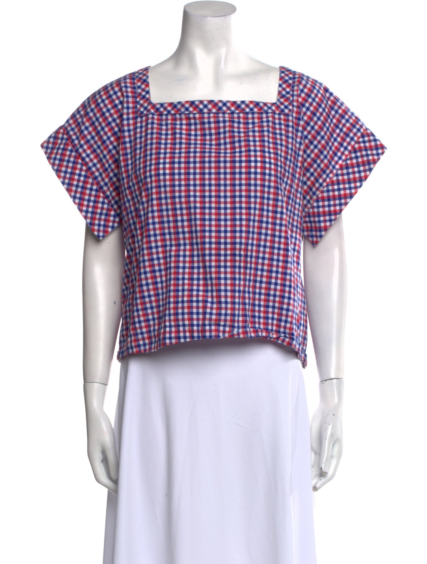 Stella Jean Plaid Print Square Neckline Crop Top