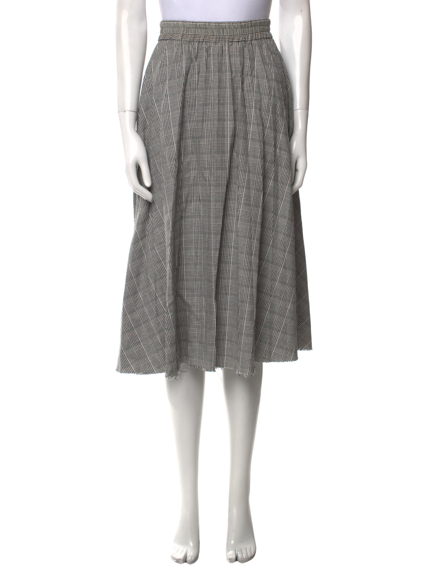 Stella Jean Plaid Print Midi Length Skirt