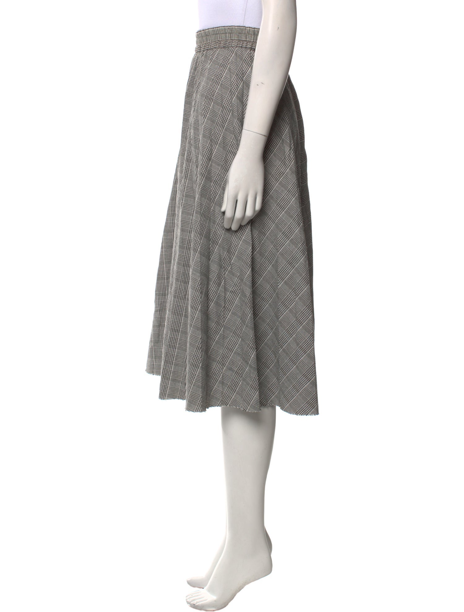 Stella Jean Plaid Print Midi Length Skirt