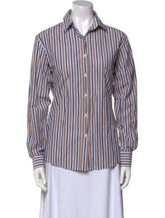 Stella Jean Striped Long Sleeve Button-Up Top