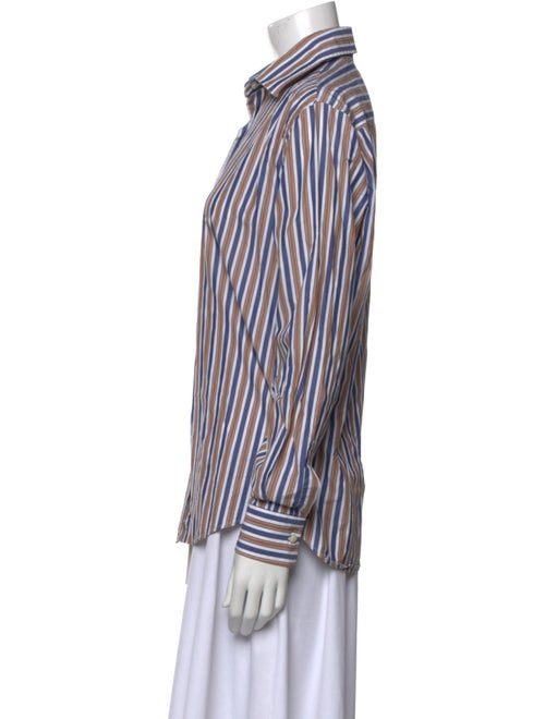 Stella Jean Striped Long Sleeve Button-Up Top