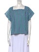 Stella Jean Plaid Print Square Neckline Top