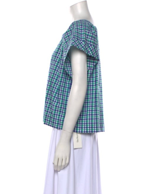 Stella Jean Plaid Print Square Neckline Top
