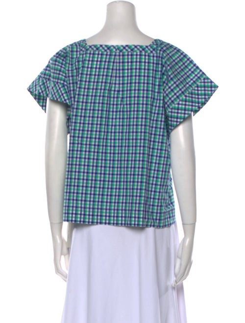Stella Jean Plaid Print Square Neckline Top