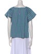 Stella Jean Plaid Print Square Neckline Top
