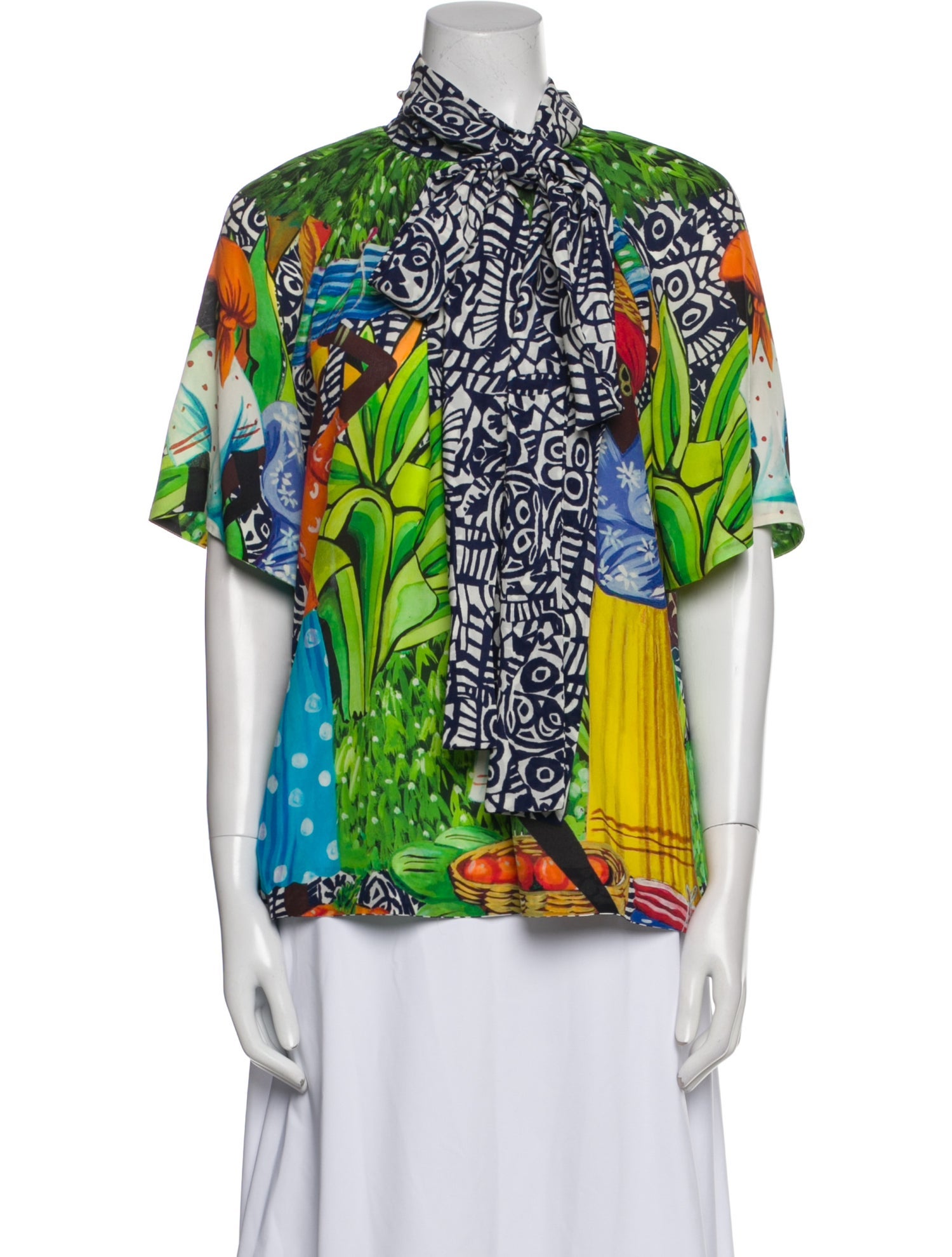Stella Jean Silk Printed Blouse