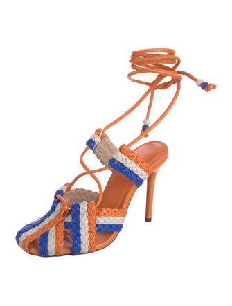 Stella Jean Leather Colorblock Pattern T-Strap Pumps
