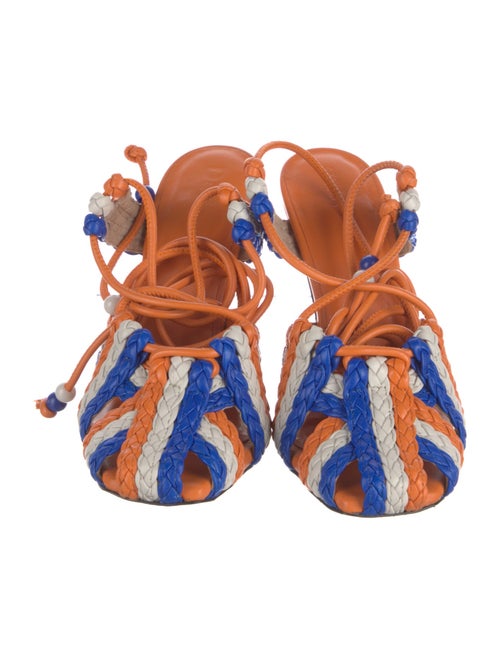 Stella Jean Leather Colorblock Pattern T-Strap Pumps