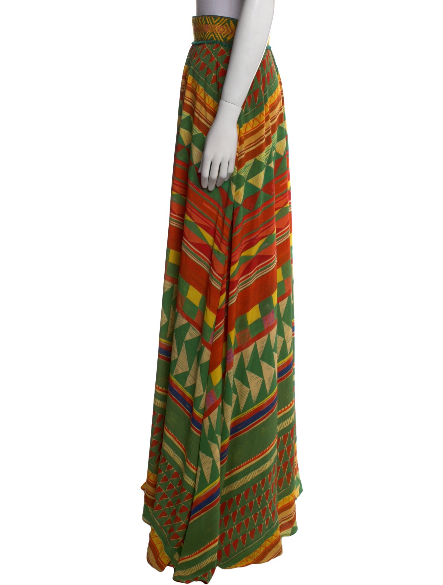 Stella Jean Silk Long Skirt