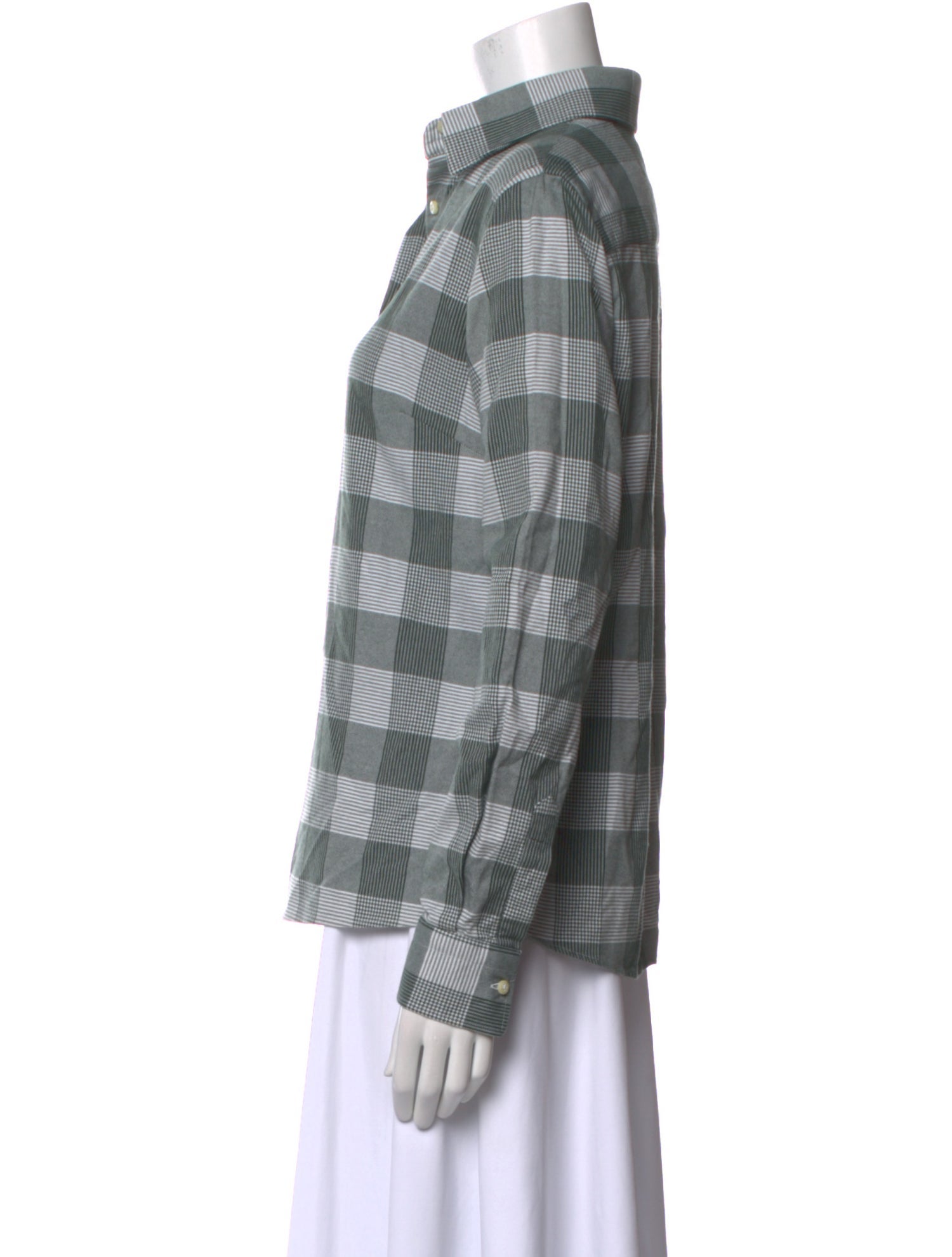 Stella Jean Plaid Print Long Sleeve Button-Up Top