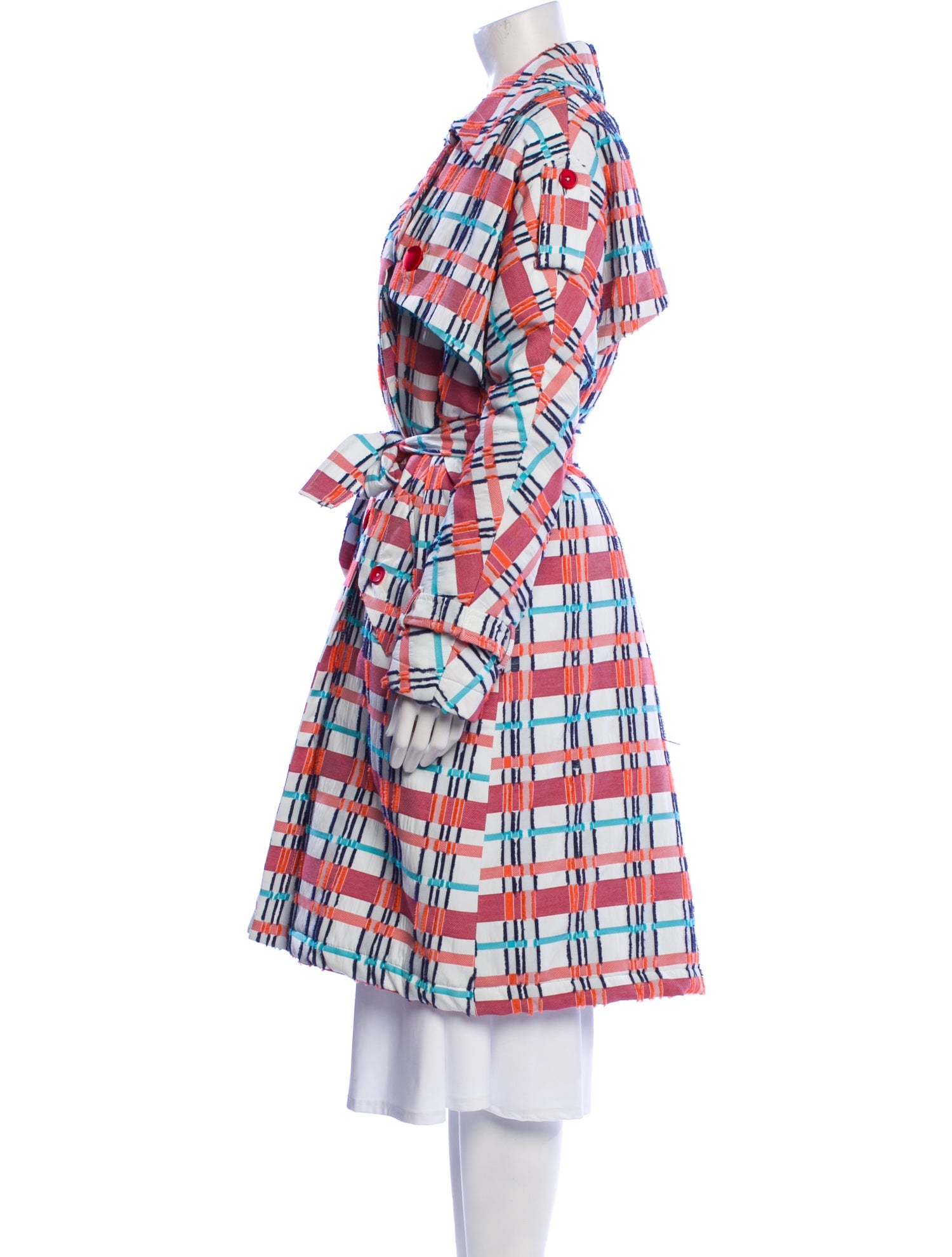 Stella Jean Plaid Print Trench Coat w/ Tags