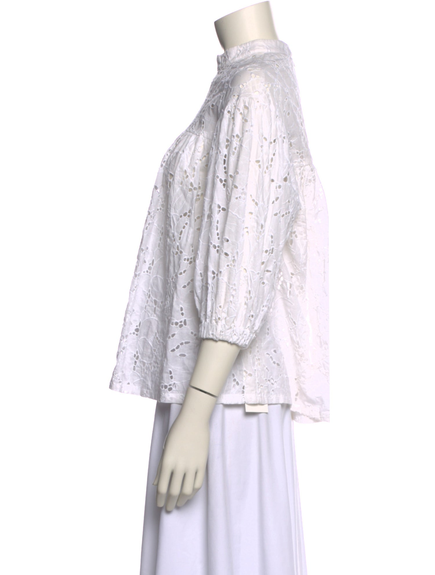 Stella Jean Tweed Pattern Mock Neck Blouse