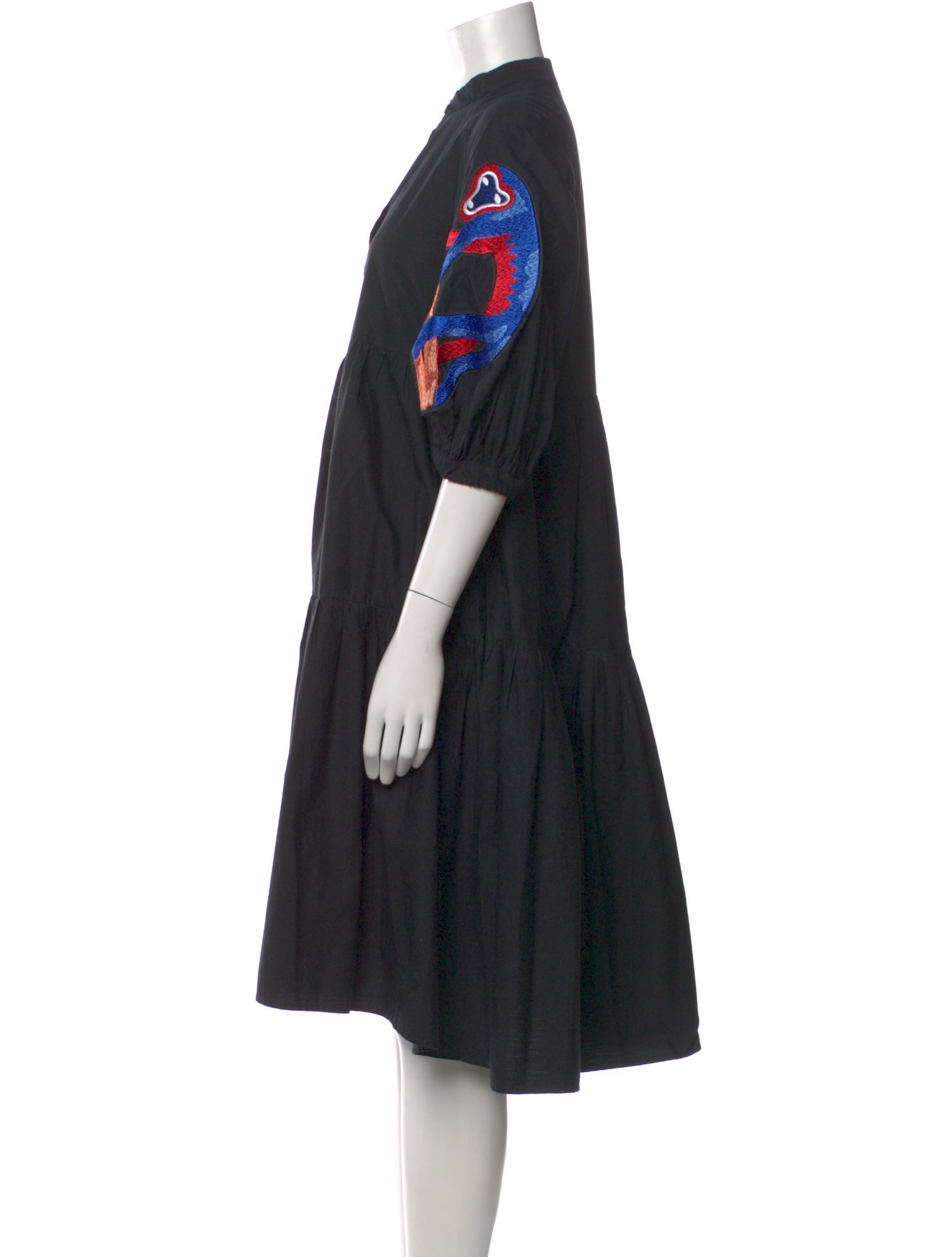 Stella Jean Mock Neck Midi Length Dress