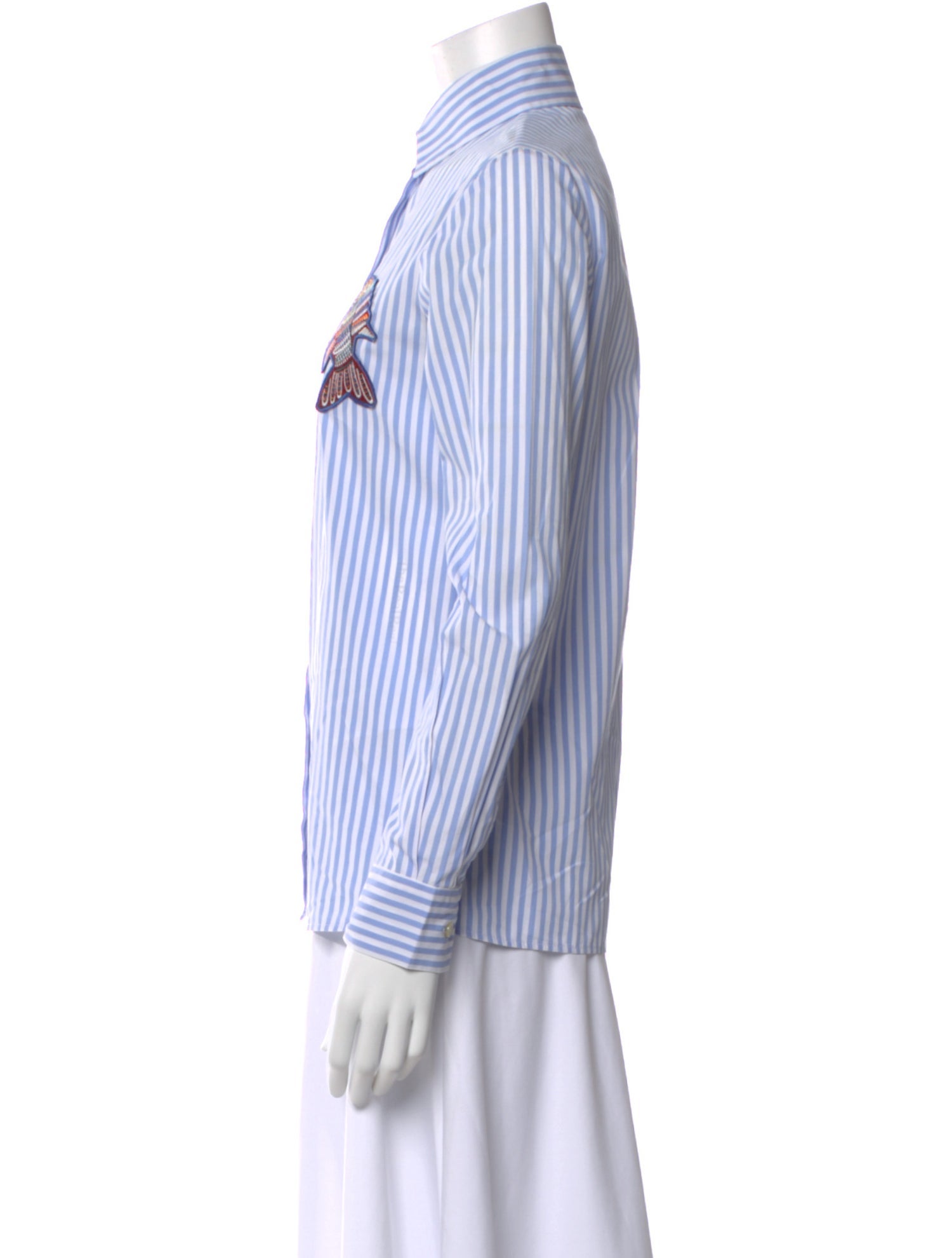 Stella Jean Striped Long Sleeve Button-Up Top
