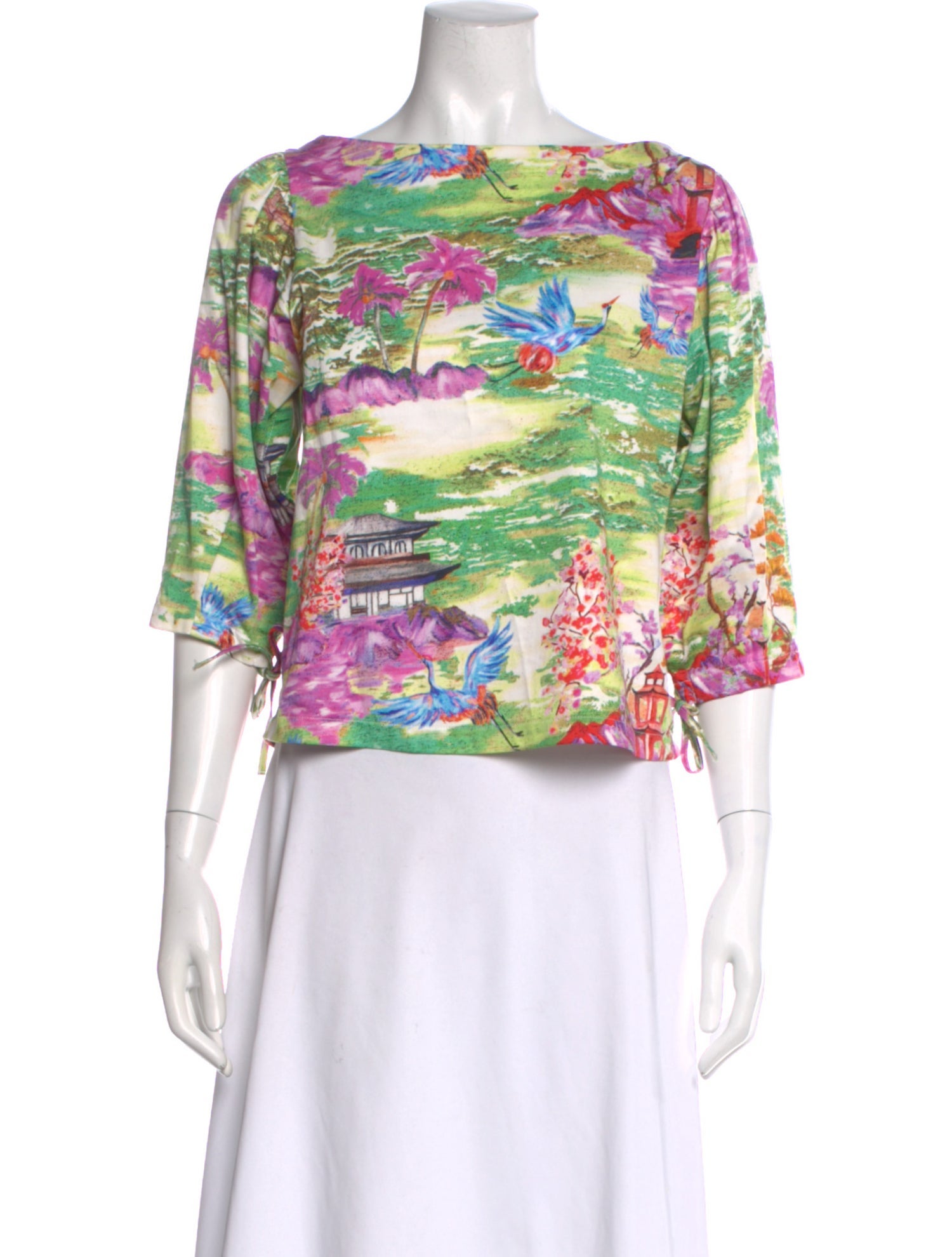 Stella Jean Printed Bateau Neckline Top