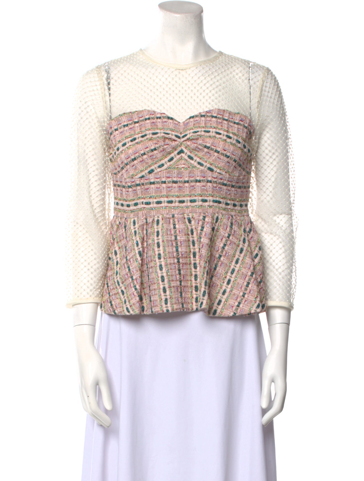 Leur Logette Nylon Tweed Pattern Crop Top